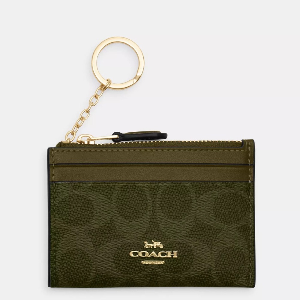 NWT Coach! Mini Skinny Id Case In Signature Canvas